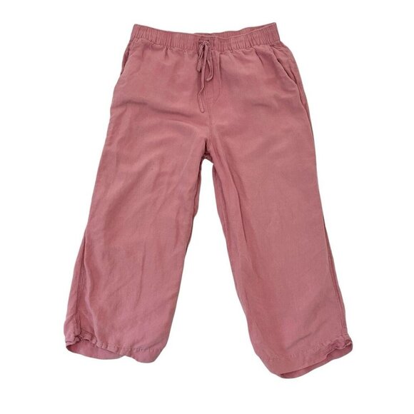 Abercrombie & Fitch Linen Blend Wide Leg Cropped Ankle Pant Pink size Medium - Picture 1 of 8